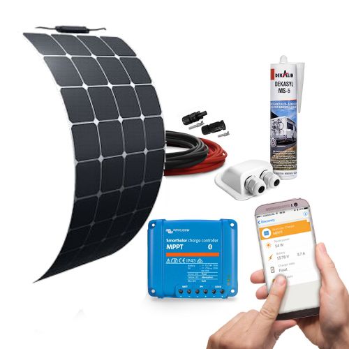 mobilPV 120Wp Flex Sunpower® Solaranlage für Wohnmobile / Wohnwagen / Boote