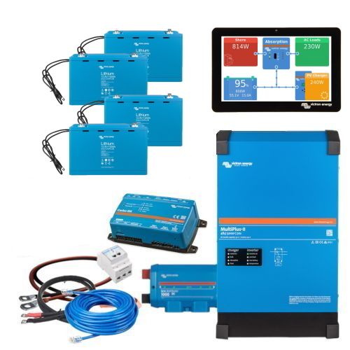 Victron Multiplus-II 48V 1-Phasen 3kVA - Speicherpaket 4,8kWh Victron LiFePO4 mit Cerbo GX + GX Touch 50