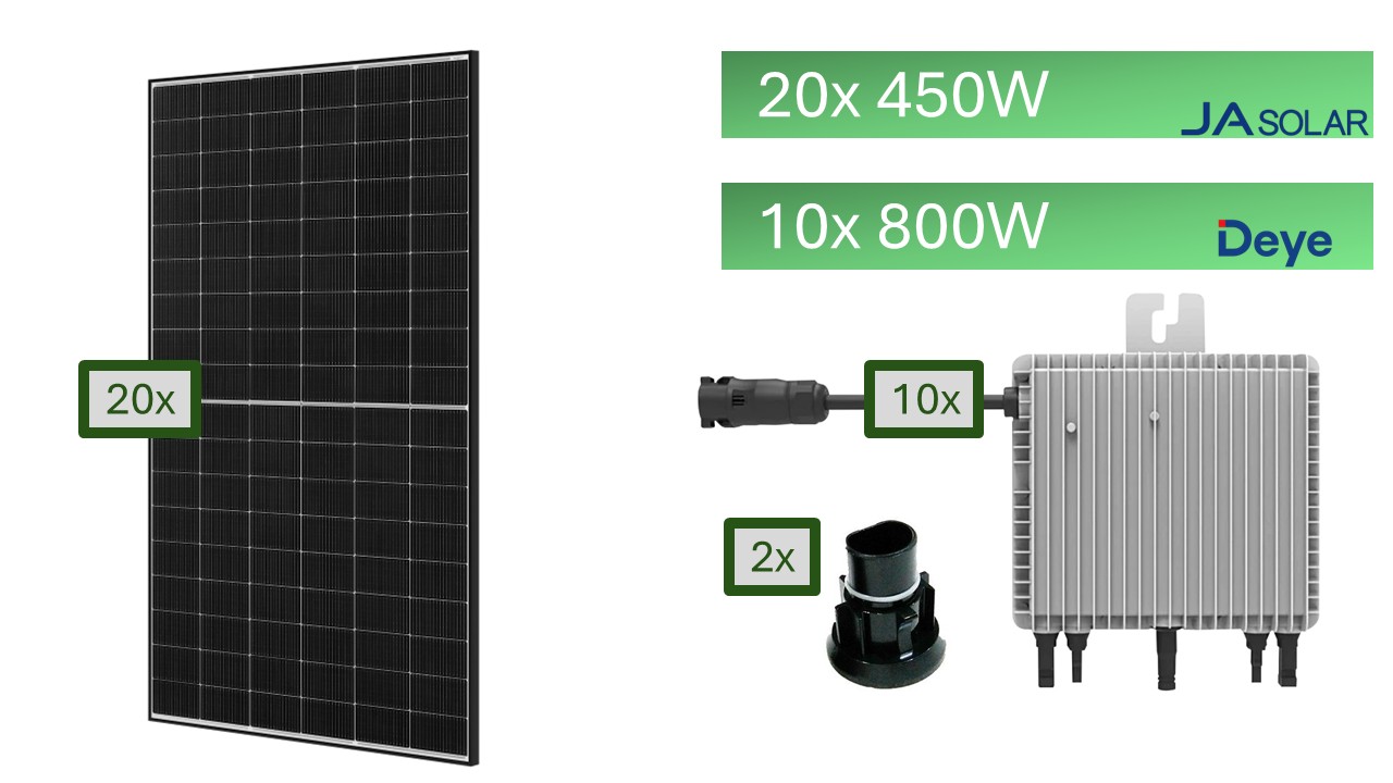 PV-Anlage mit Mikrowechselrichter - 20 bifaziale 450Wp Module - 9 KWp