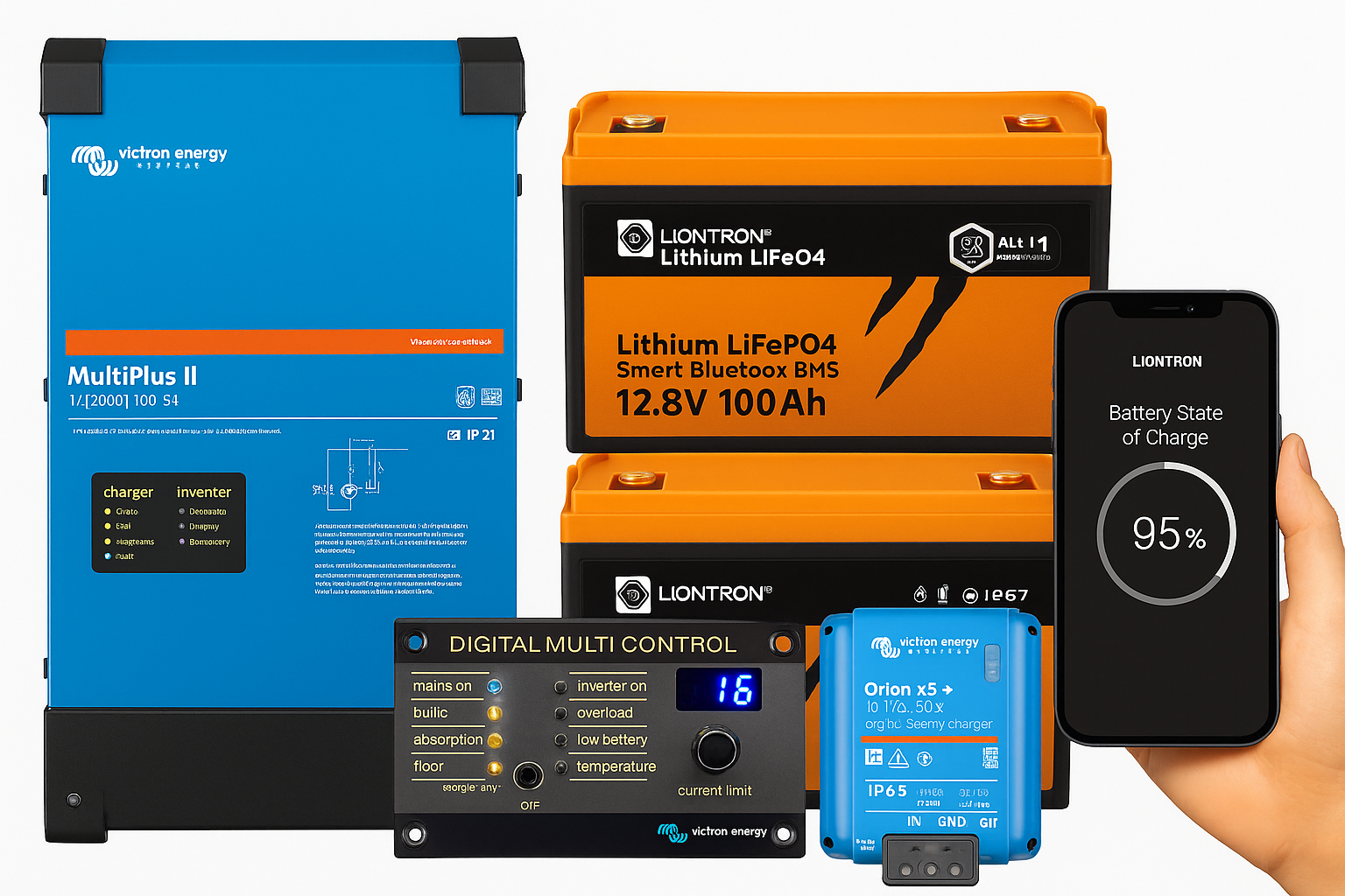 230V Camping Premium Autark Paket LIONTRON - 2,56 kWh / 200 Ah