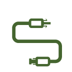 Grafik für Zubehör: Ein Anschlusskabel in S-Form gelegt mit verschiedenen Anschlusspolen.