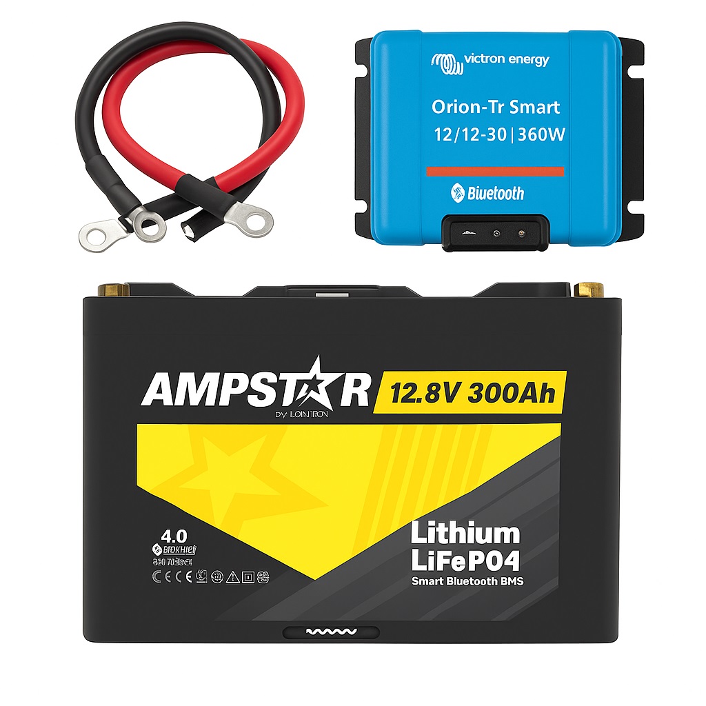 12V Camping Autark Paket AMPSTAR - 3,84 kWh / 300 Ah 