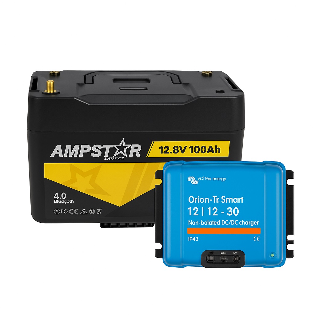Booster Paket - AMPSTAR LiFePO4 12,8V 100Ah + Victron Orion-Tr Smart 12/12-30A Ladebooster