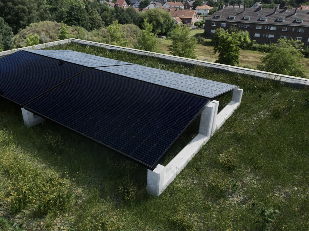 10° XL Flachdach Aufständerung aus Feinbeton Ost-/Westausrichtung - Set für 4 Module 