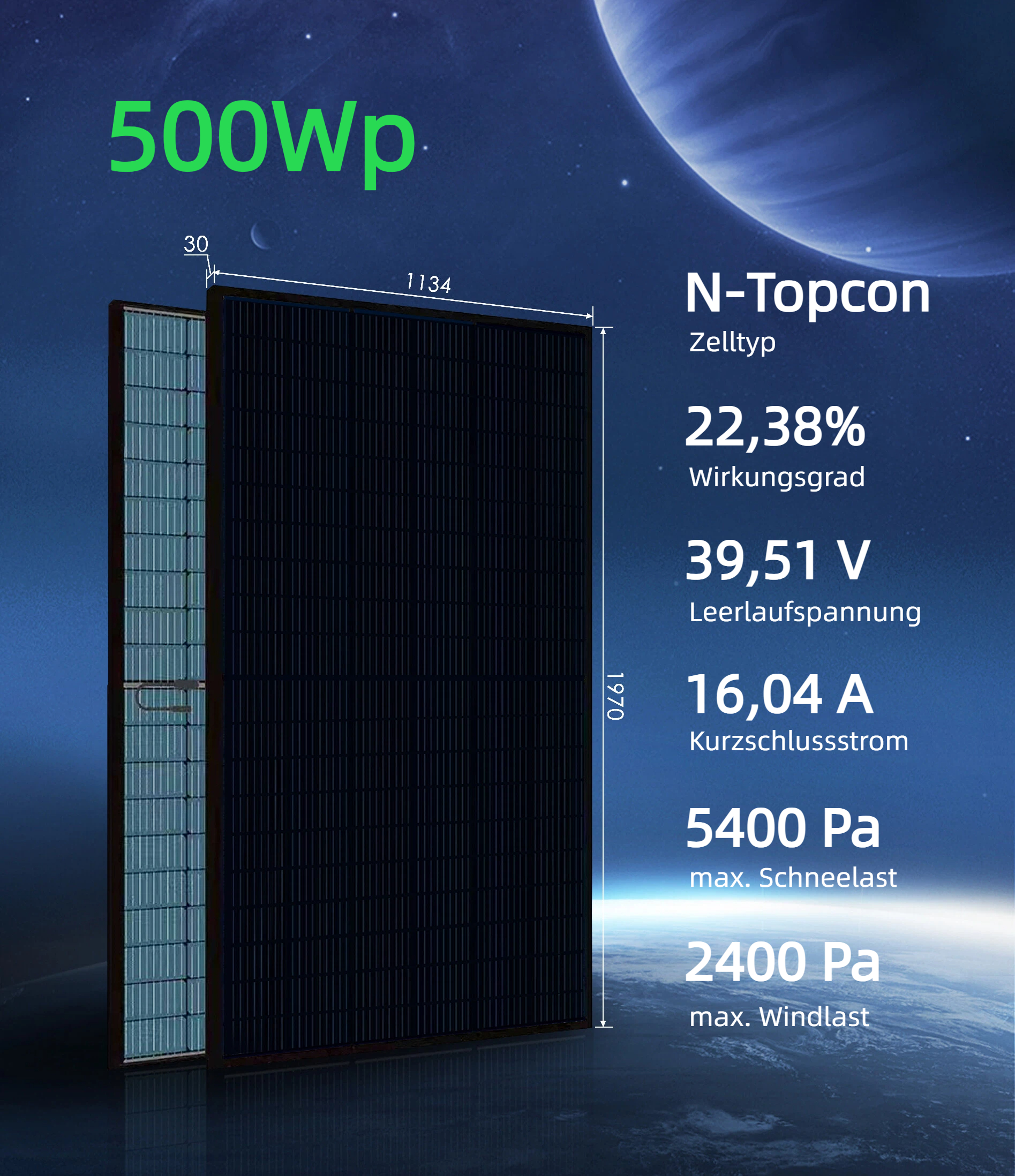 Balkonkraftwerk Premium 4 Module 2000Wp - Zaun