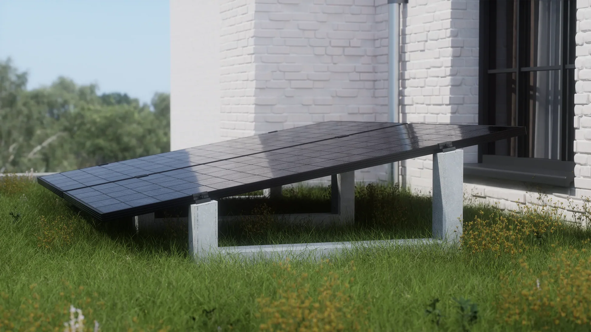 10° XL Flachdach Aufständerung aus Feinbeton Ost-/Westausrichtung - Set für 2 Module 