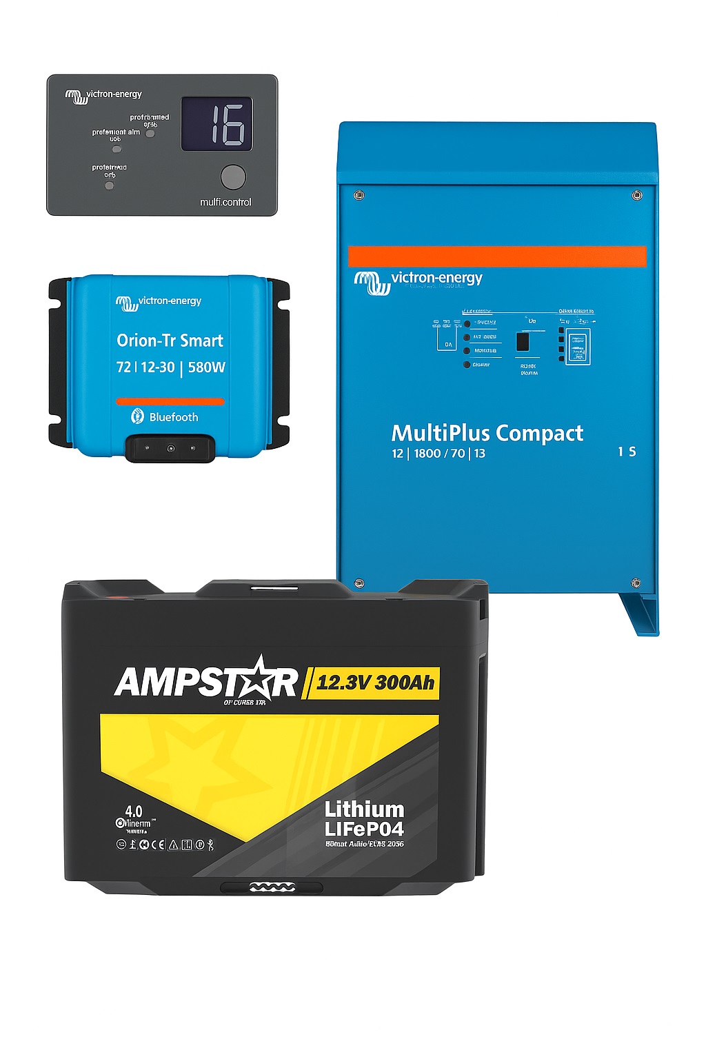 230V Camping Autark Paket AMPSTAR - 3,84 kWh / 300 Ah