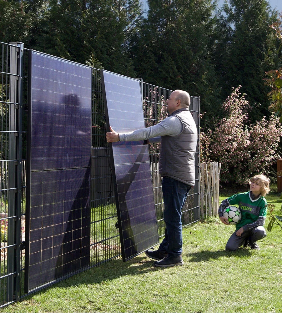 Wattstone ZaunPV Flat Komplettset für 1 PV-Modul Stahl Schwarz pulverbeschichtet 