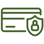 Grafik für sichere Zahlung: Eine Kreditkarte mit einem Symbol mit integriertem Schloss für sicheren Zahlungsverkehr.