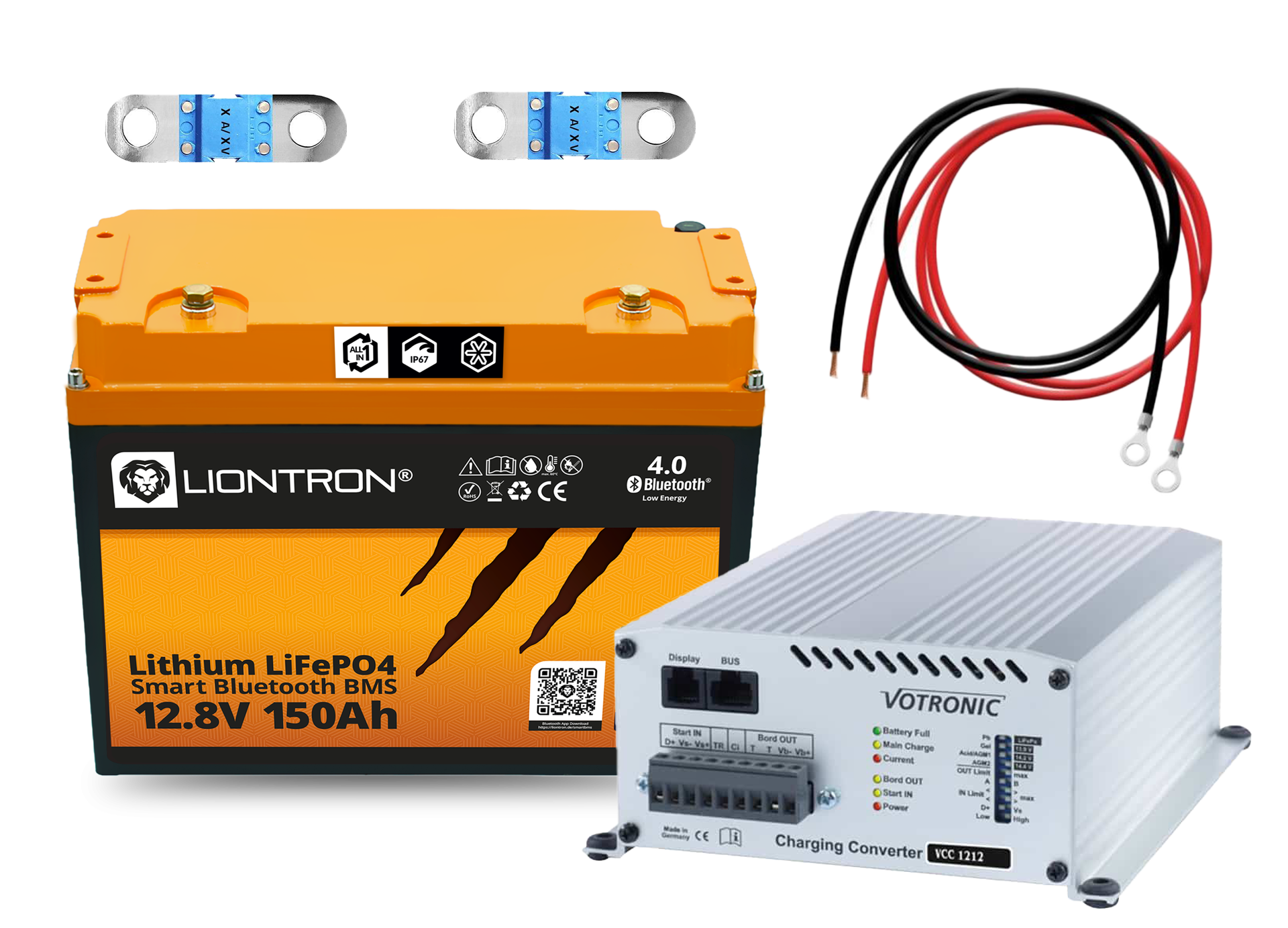 Booster Paket - LIONTRON Batterie LiFePO4 12,8V 200Ah + VOTRONIC Ladebooster