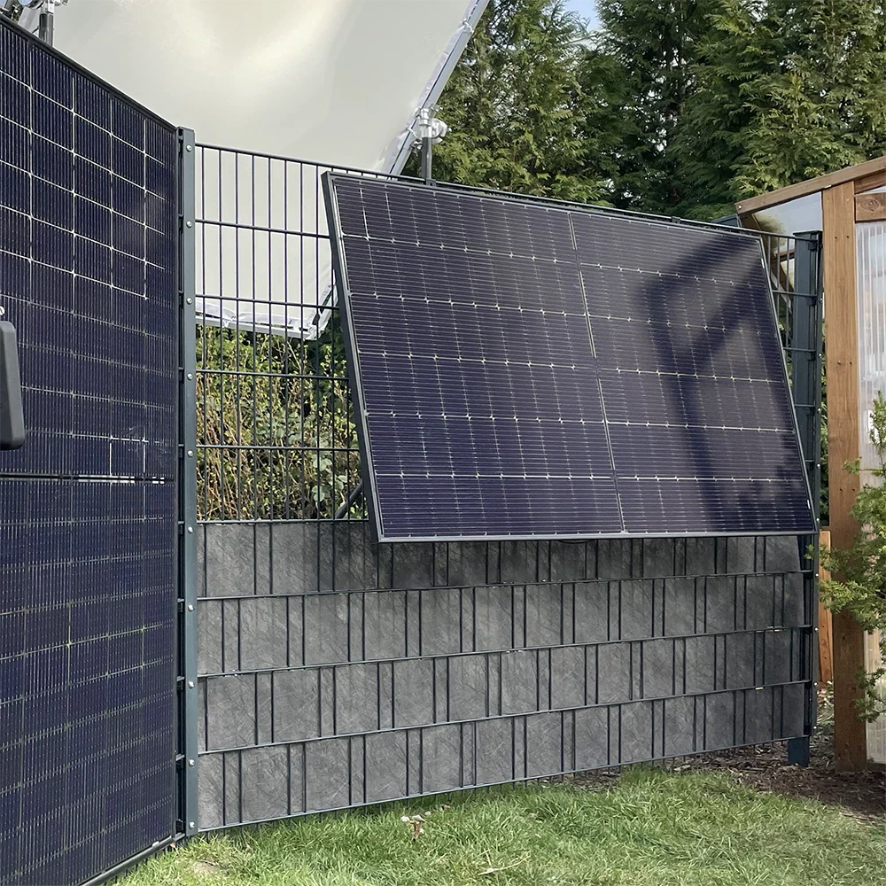 ZaunPV Flexx Montagepaket für 4 PV-Module 10-20 Grad anwinkelbar Stahl Schwarz pulverbeschichtet