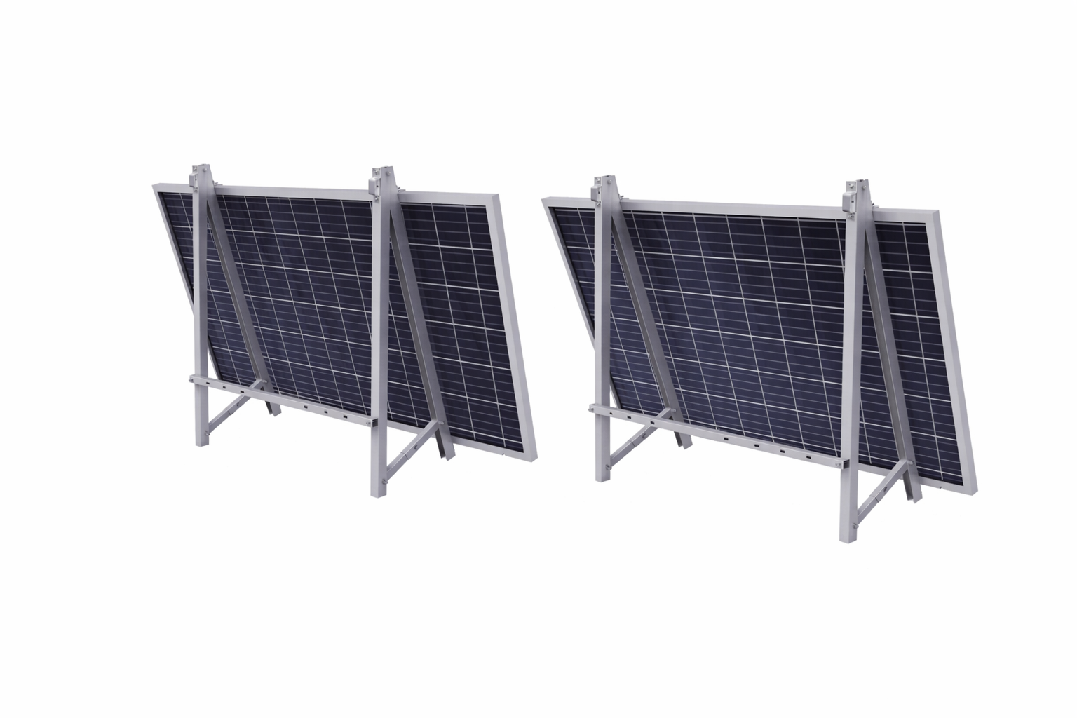 Set 2 x Montagehalterung 3in1 für Balkonkraftwerk, Flachdach und Wand aus eloxiertem Aluminium