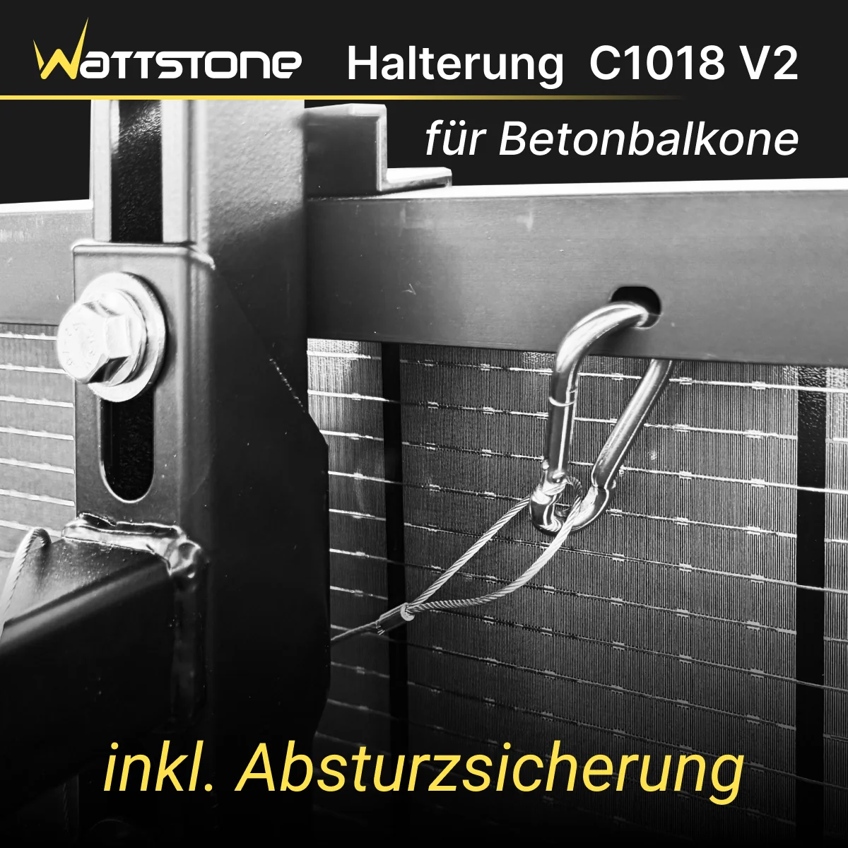 Halterung C1020 für Betonbalkone mit 100–200 mm Mauerstärke für 2 PV-Module inkl. Absturzsicherung