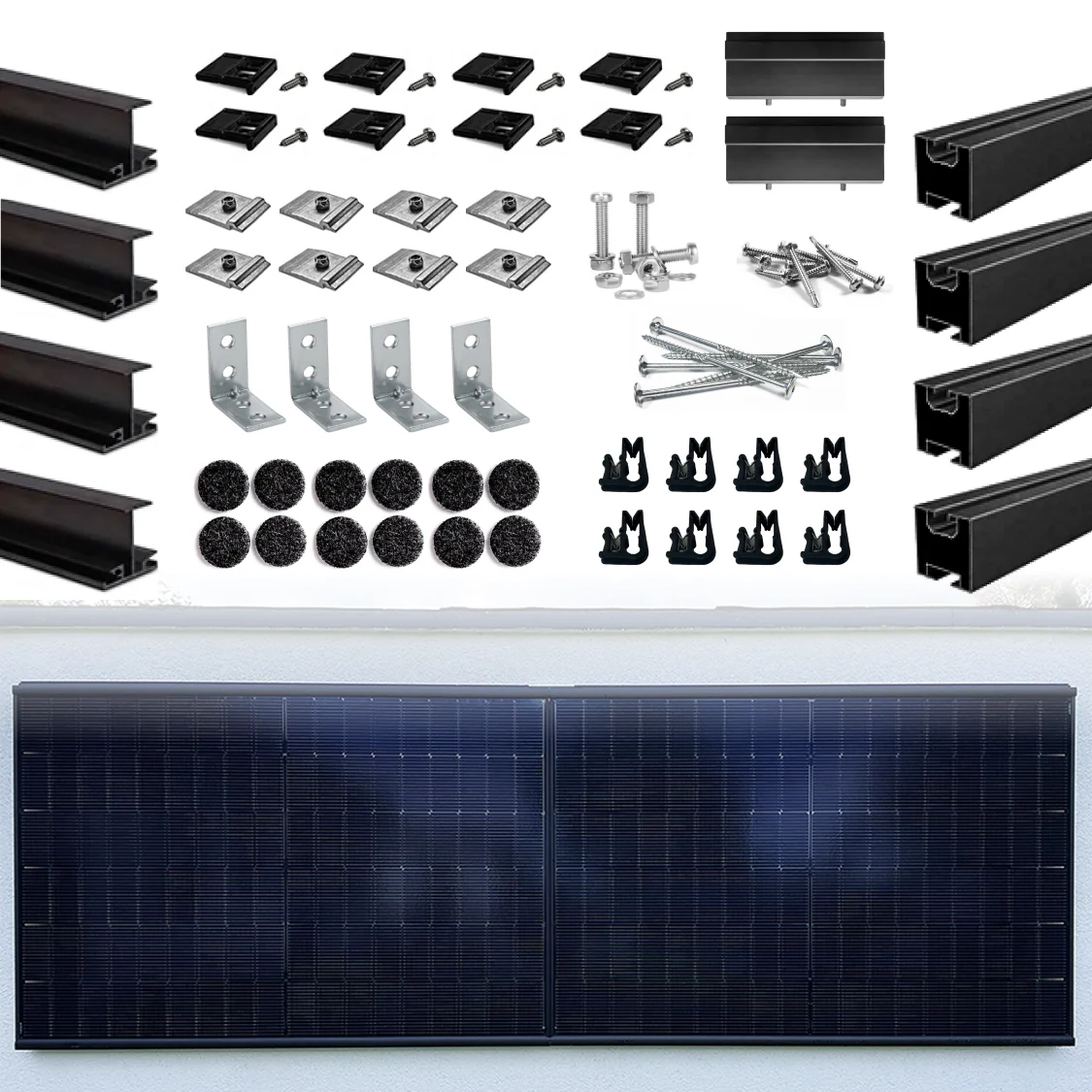 WandPV Premium verdecktes Montagesystem horizontal Komplettset für 2 PV-Module
