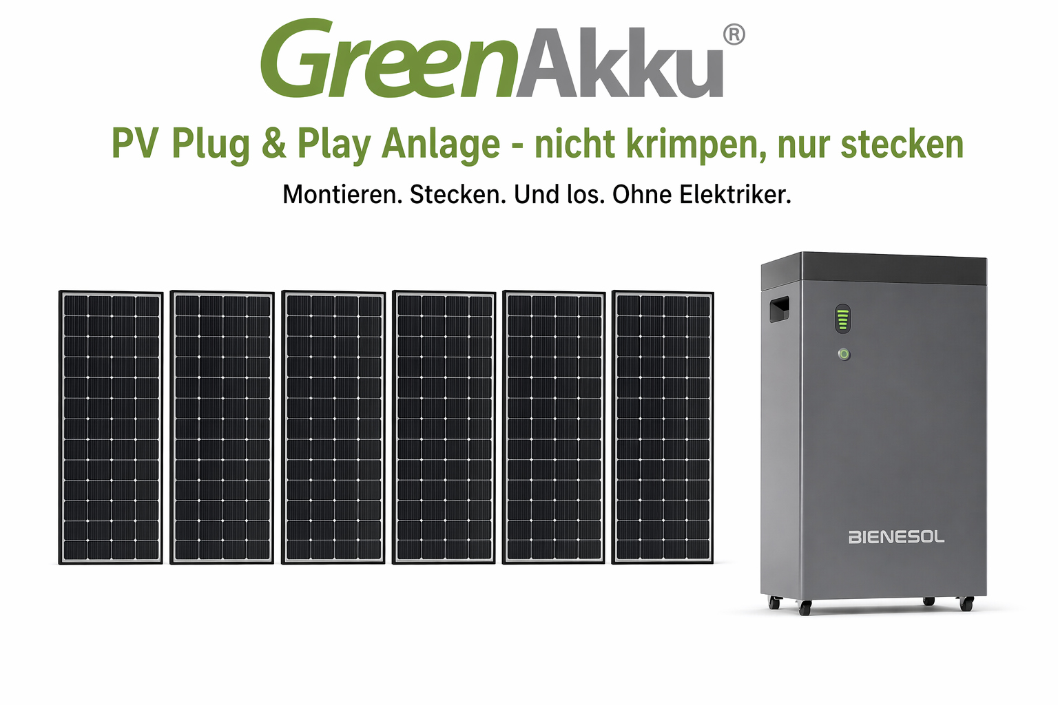 Plug&Play PV Basis - 6 bifaziale 455Wp Module - 2,7 KWp - 5 kWh Speicher - ohne Elektriker