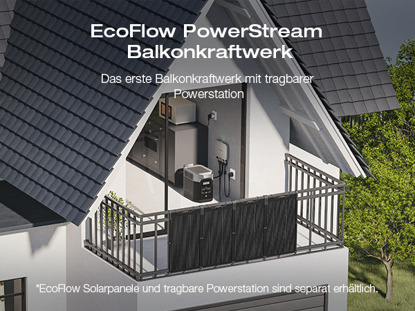 Balkonkraftwerk - Komplett-Set mit Halterung und Speicher von ECOFLOW