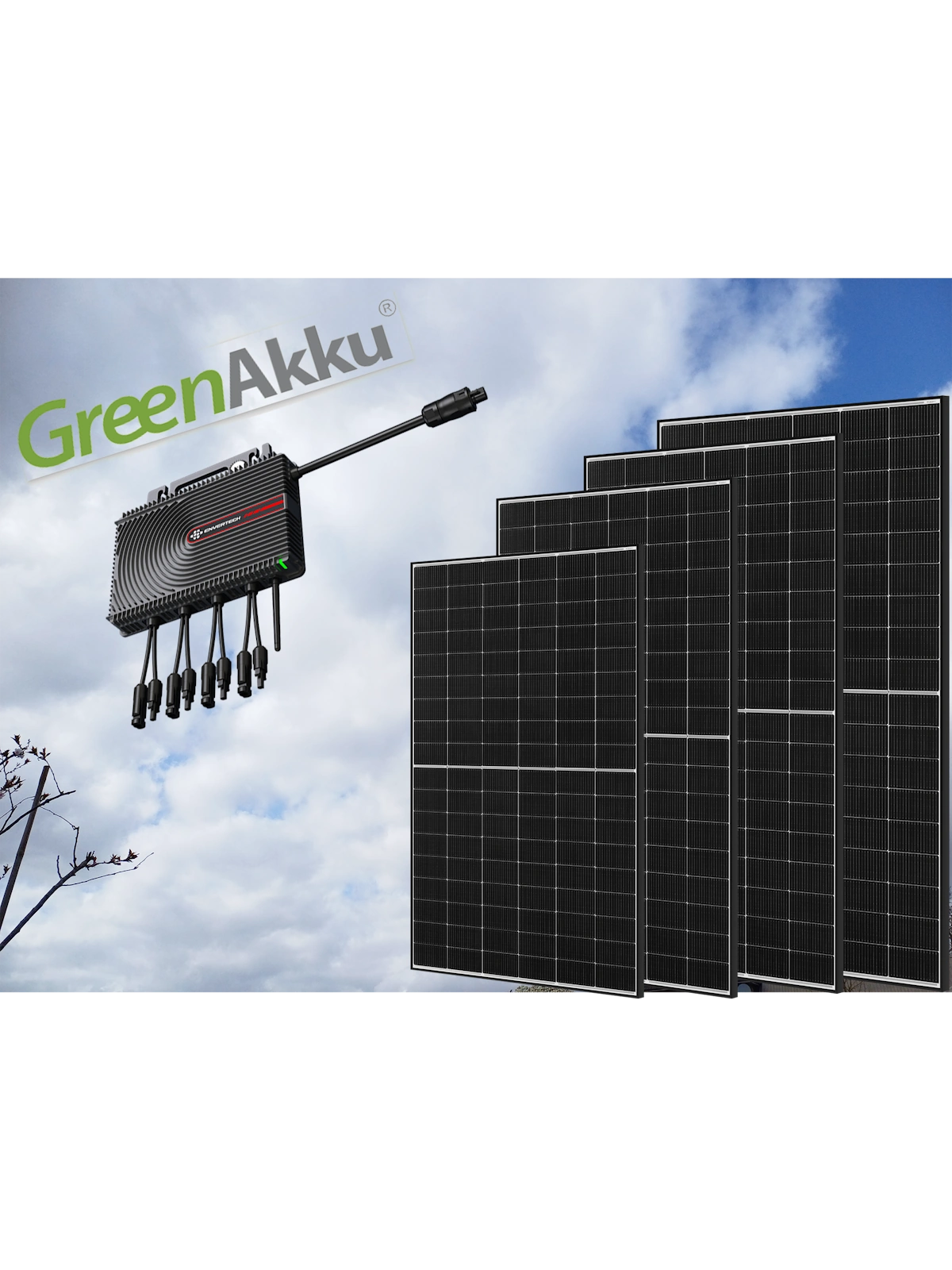 Balkonkraftwerk Premium Power 4 Module 1800 Wp - Schrägdach