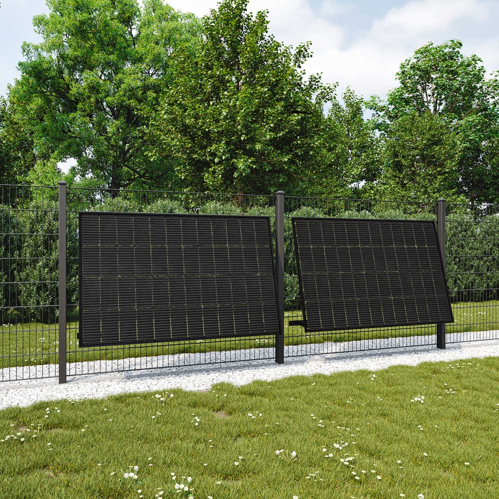 Montagepaket für 2 x PV-Module - Stahl Schwarz pulverbeschichtet - angewinkelt