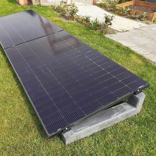  10° Flachdach Aufständerung aus Feinbeton Set für 4 Module nebeneinander