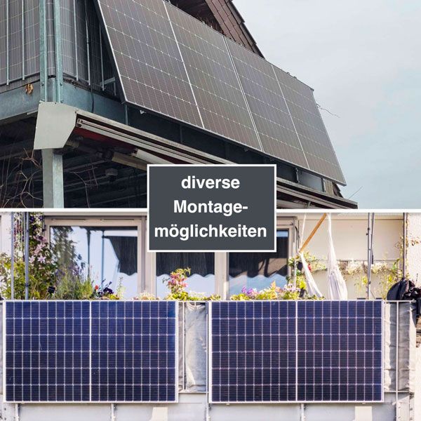 Set 2 x Montagehalterung 3in1 für Balkonkraftwerk, Flachdach und Wand aus eloxiertem Aluminium