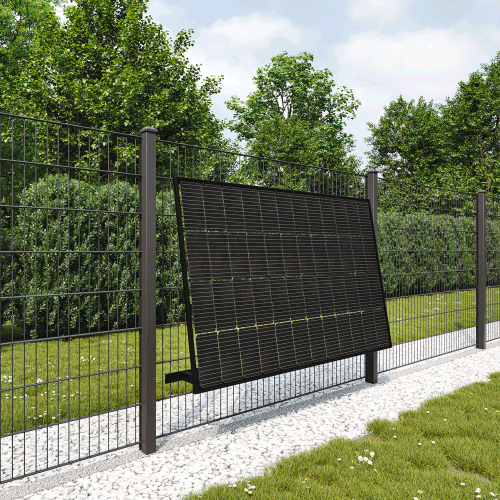 Montagepaket für 1 x PV-Modul - Stahl Schwarz pulverbeschichtet - angewinkelt