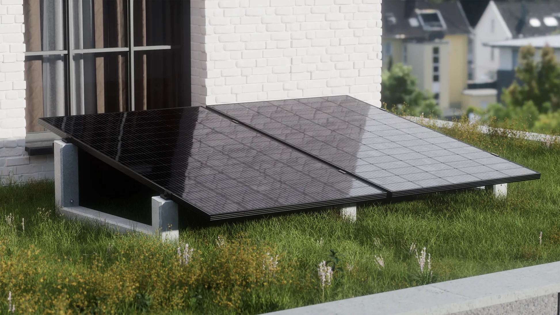 10° XL Flachdach Aufständerung aus Feinbeton Ost-/Westausrichtung - Set für 2 Module 