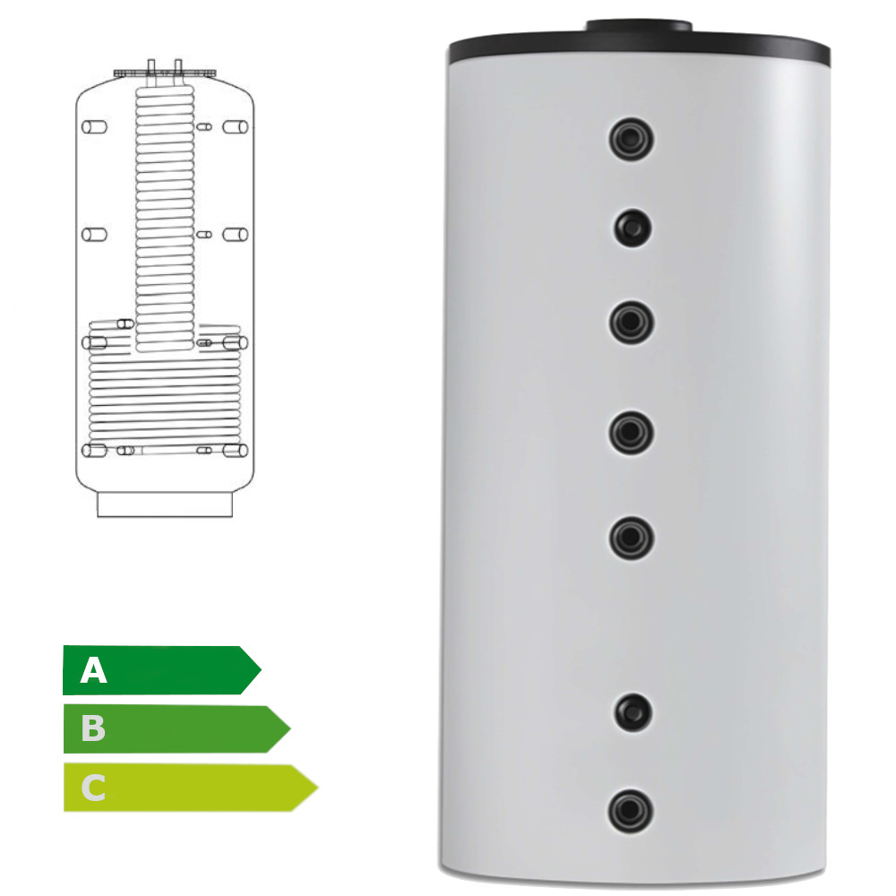 Hygienespeicher 1079 Liter 1 WT - Typ KER 1079 90° Klasse C mit 90° Muffenanordnung