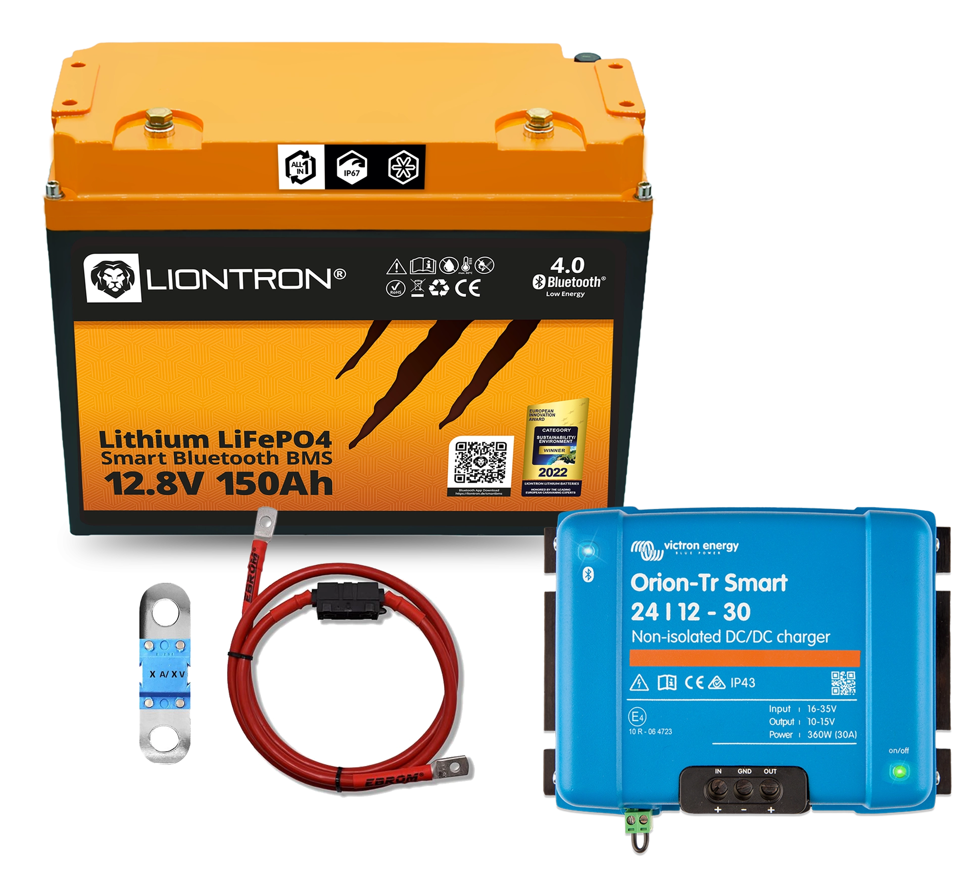 Booster Paket - LIONTRON LiFePO4 12,8V 150Ah + Victron Orion-Tr Smart 12/12-30A Ladebooster