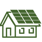 Grafik für Photovoltaik: Auf dem Dach eines Einfamilienhauses sind zwölf Solarmodule in vier Reihen à drei Modulen angebracht.