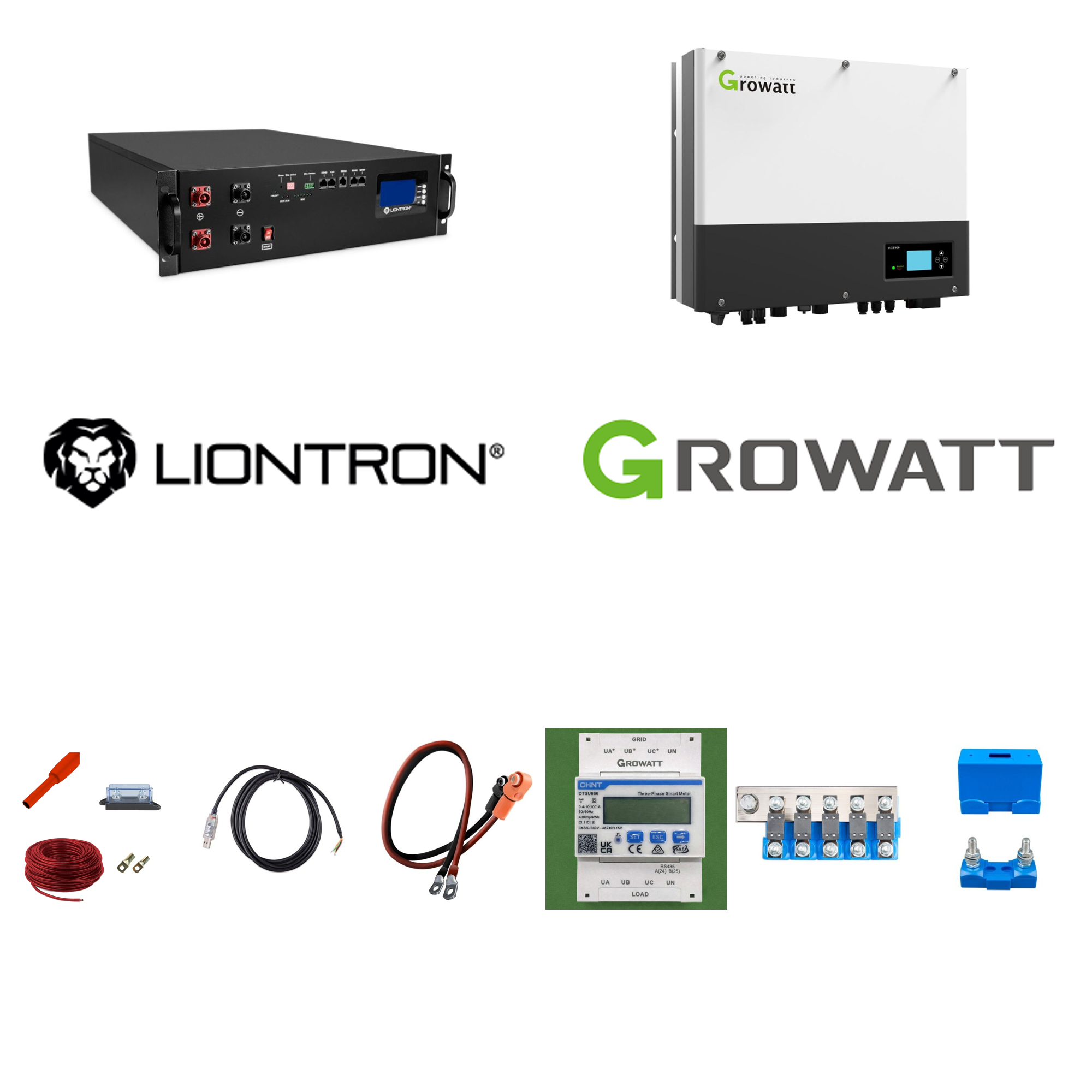 48V Speichersystem PV-Anlage - 10,2 kWh Liontron mit 5kVA Growatt-1-Phasen-Hybrid-WR