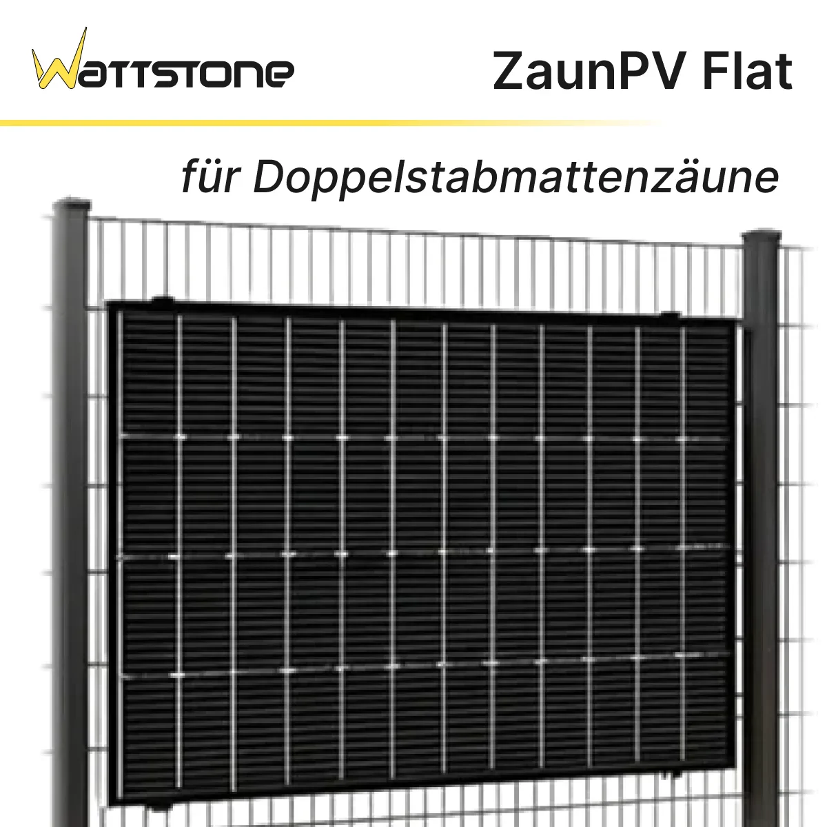 Wattstone ZaunPV Flat Komplettset für 1 PV-Modul Stahl Schwarz pulverbeschichtet 