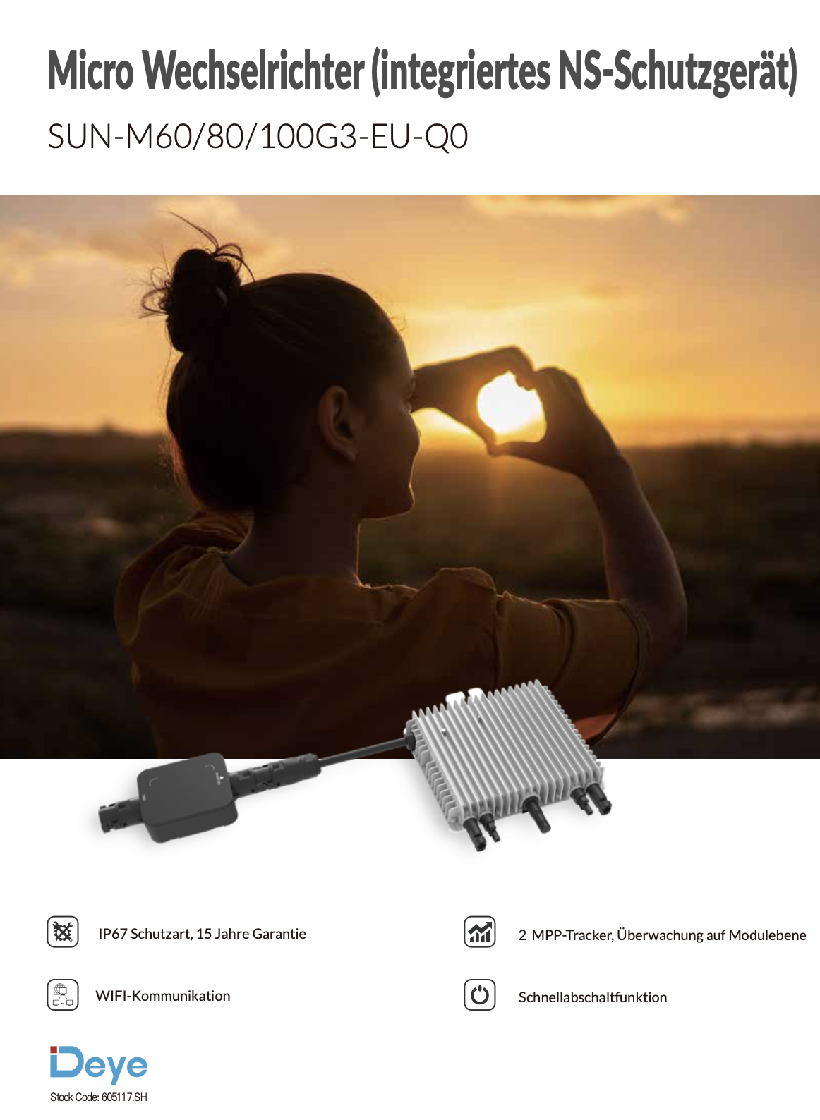 Mikrowechselrichter 800 Watt inkl. NA-Schutz Relais ohne Y-Stecker
