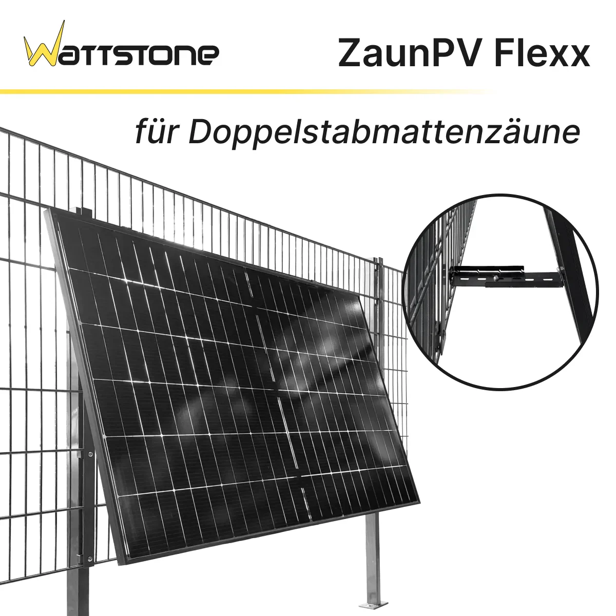 ZaunPV Flexx Montagepaket für 3 PV-Module 10-20 Grad anwinkelbar Stahl Schwarz pulverbeschichtet