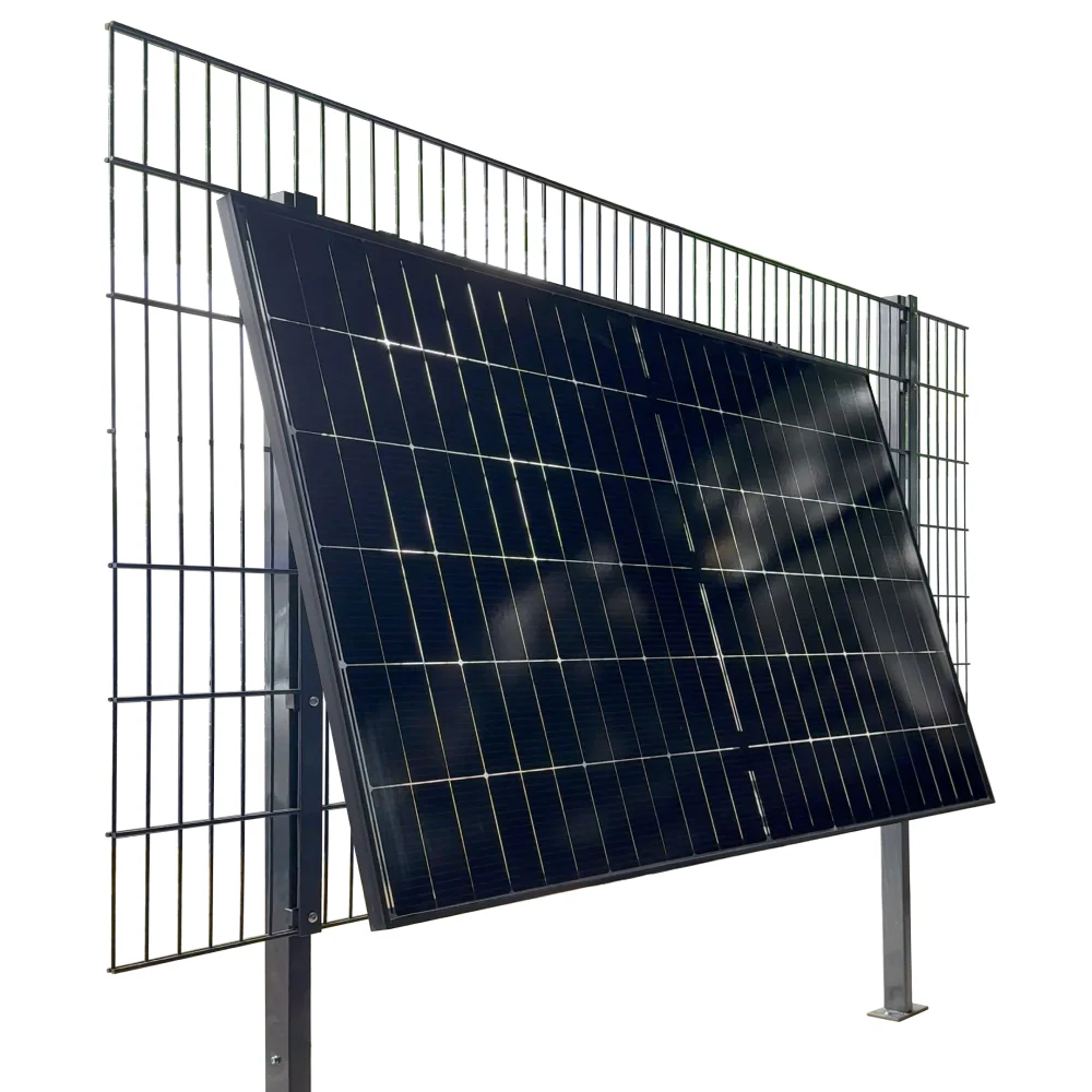 ZaunPV Flexx Montagepaket für 2 PV-Module 10-20 Grad anwinkelbar Stahl Schwarz pulverbeschichtet
