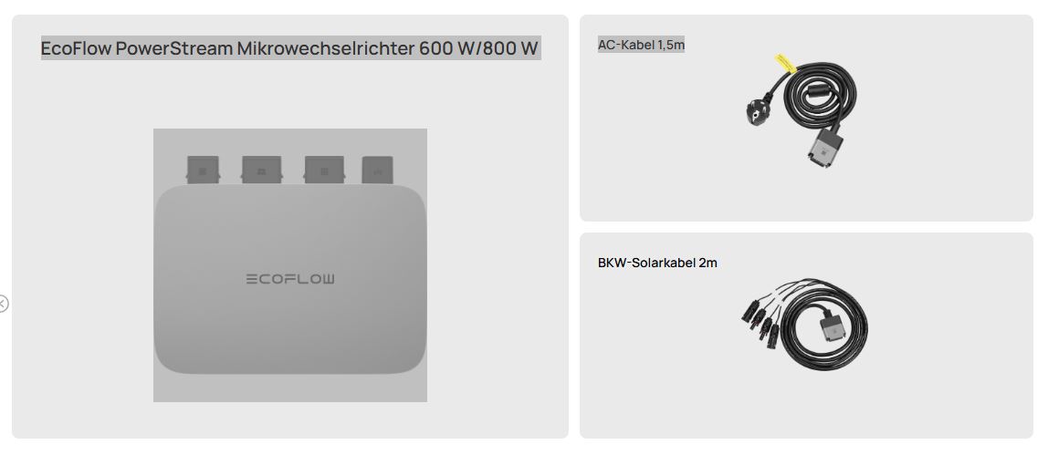 PowerStream Mikrowechselrichter - DE - 600 Watt / 800 Watt Wechselrichter