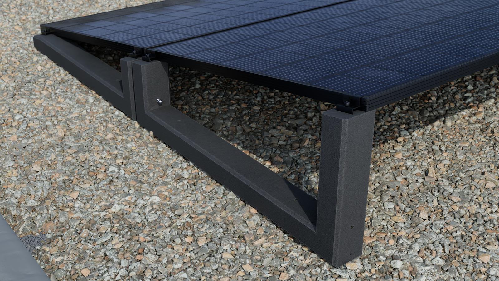 10° XL Flachdach Aufständerung aus Feinbeton Ost-/Westausrichtung - Set für 2 Module 