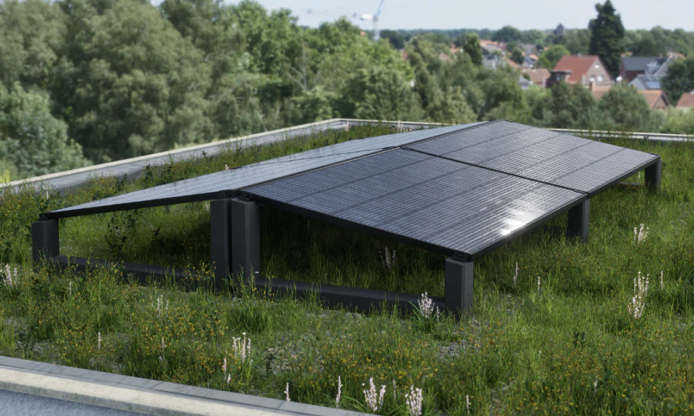 10° XL Flachdach Aufständerung aus Feinbeton Ost-/Westausrichtung - Set für 4 Module 