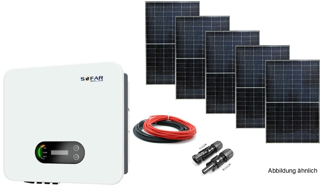 PV-Anlage mit Stringwechselrichter - 1 String 5 bifaziale 450Wp Module - 2,25 KWp