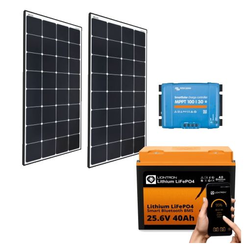 220Wp Sunpower 24V mit 1kWh Lithium LiFePO4 Batterie