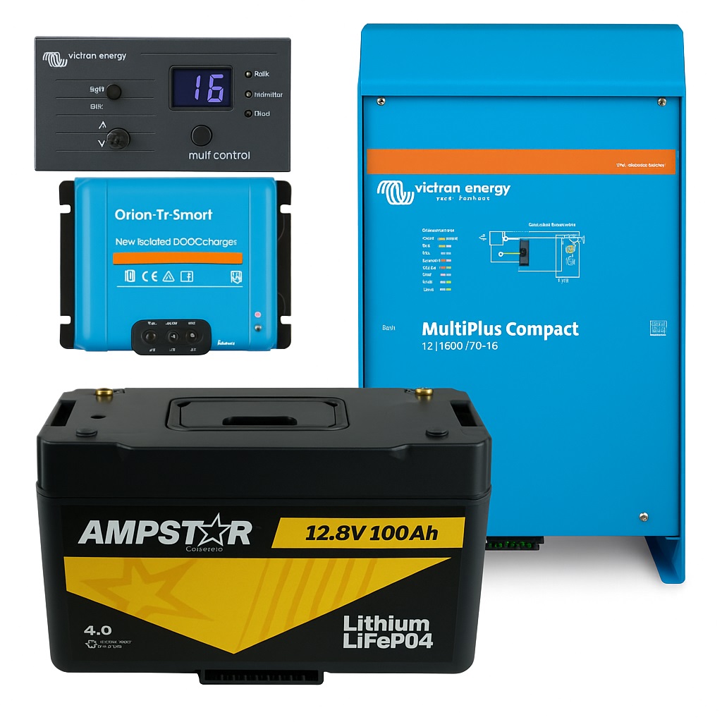 230V Camping Autark Paket AMPSTAR - 1,28 kWh / 100 Ah